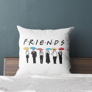 White Pillow with Friends TV Show 18x18 Zipper Design
